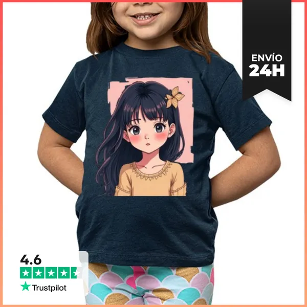 Camiseta Clásica Para Niños Chica Joven Con Cabello De Flores De