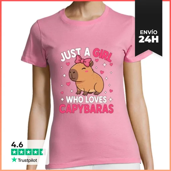 Camiseta Mujer Clásica Chica Que Ama Las Capibaras LaTostadora