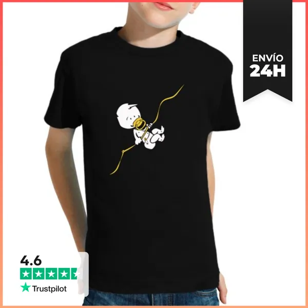 Camiseta Clásica Para Niños Niño, Manga Corta, Negra LaTostadora