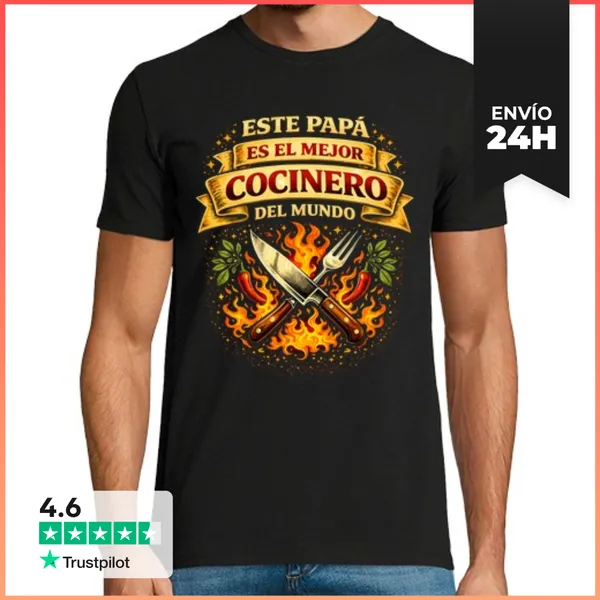 Camiseta Hombre Clásica Este Papá Es El Mejor Cocinero