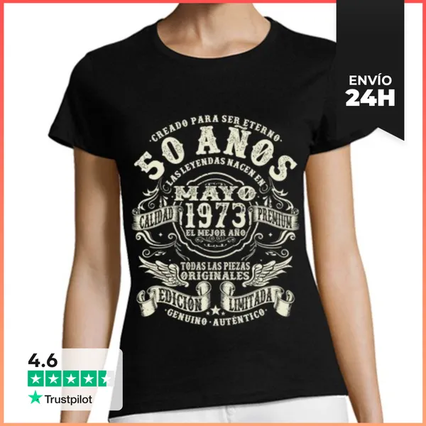 Camiseta Mujer Clásica Cumpleaños Mayo 1973 - 50 Años LaTostadora