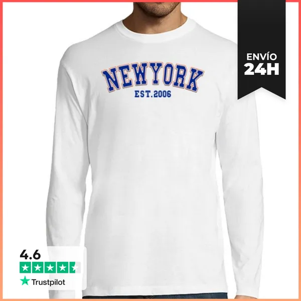Camiseta Hombre Manga Larga Nueva York Est 2006 LaTostadora