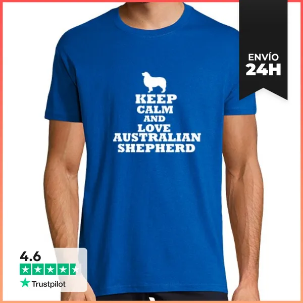 Camiseta Hombre Clásica Keep Calm And Love Australian Shepherd