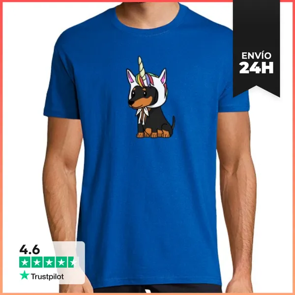 Camiseta Hombre Clásica Perro Dachshund Unicornio LaTostadora