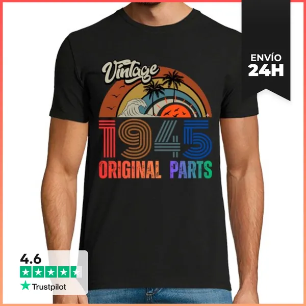 Camiseta Hombre Clásica Vintage 1945 Original Parts Retro Beach