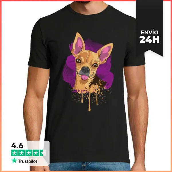 Camiseta Hombre Clásica Chihuahua Lengua LaTostadora