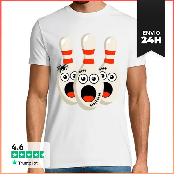 Camiseta Hombre Clásica Humor De Bolos De Halloween LaTostadora