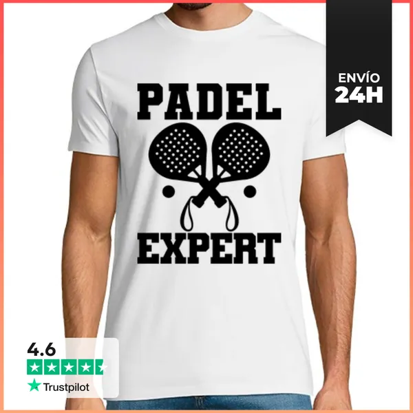 Camiseta Hombre Clásica Pádel Tenis Experto Paleta Tenis