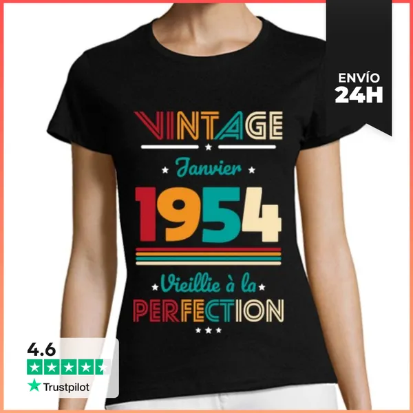 Camiseta Mujer Clásica Idea De Regalo Vintage De Enero De 1954