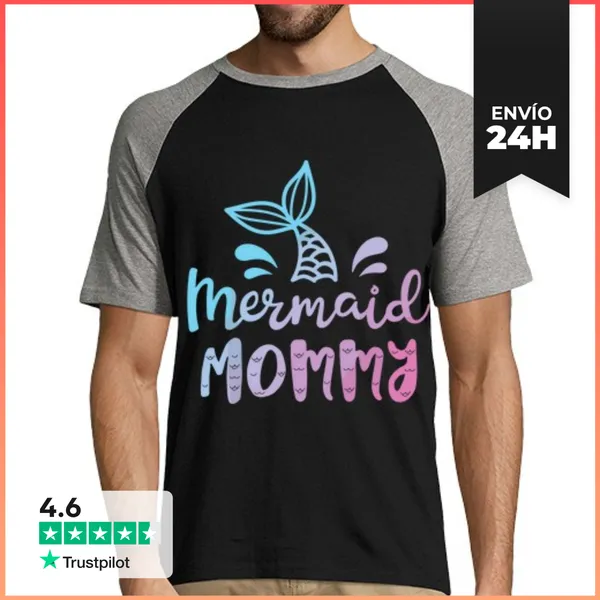 Camiseta Hombre, Estilo Béisbol Mamá Sirena Mujer Divertida Mamá