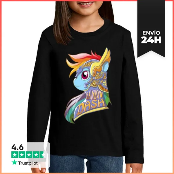 Camiseta Manga Larga Para Niños Rainbow Dash Nouveau LaTostadora