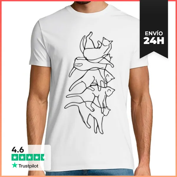 Camiseta Hombre Clásica Caida Gato LaTostadora