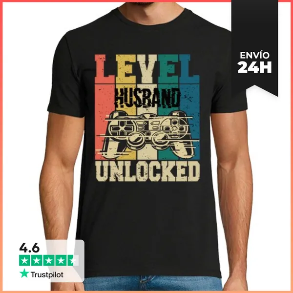 Camiseta Hombre Clásica Marido De Nivel Desbloqueado LaTostadora