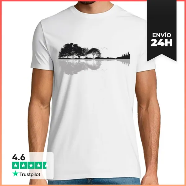 Camiseta Hombre Clásica Guitara Classica Y Naturaleza En