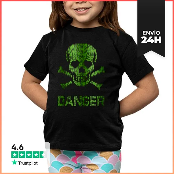 Camiseta Clásica Para Niños Binary Danger Alert LaTostadora