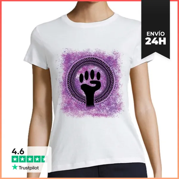 Camiseta Mujer Clásica Camiseta Mujer Feminista, Mandala, Manga