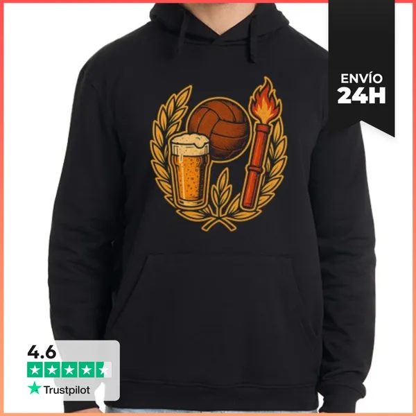 Sudadera Unisex Con Capucha Fútbol Cerveza Bengala Hooligan