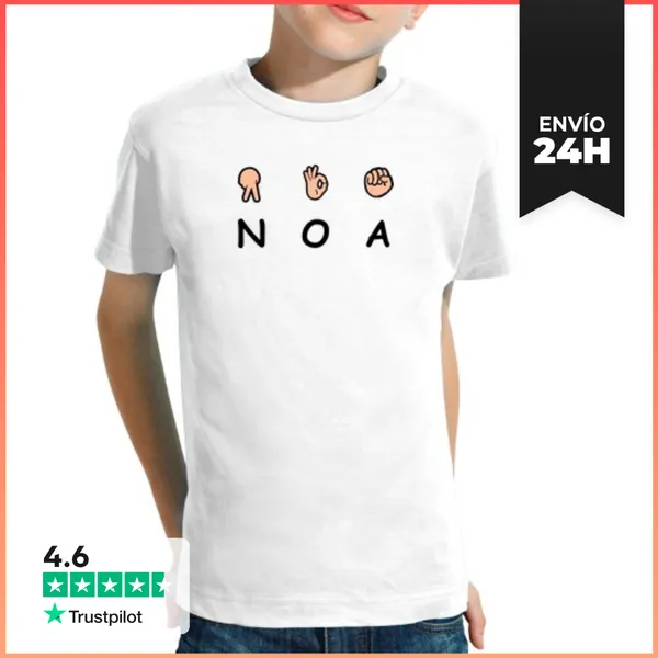 Camiseta Clásica Para Niños Noa LSE. Alfabeto Dactilológico.