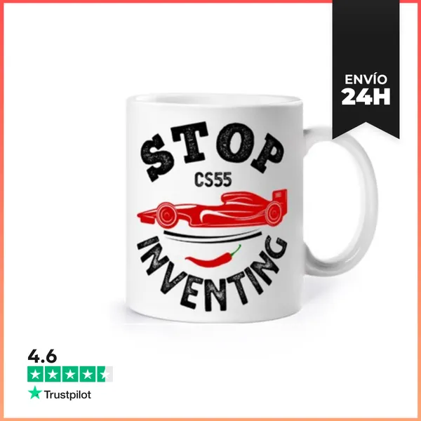 Taza STOP INVENTING CARLOS SAINZ F1 LaTostadora