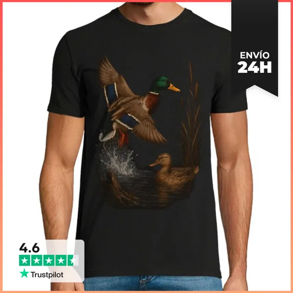Camiseta Hombre Clásica Aves Patos Padre E Hijo Caza Familiar
