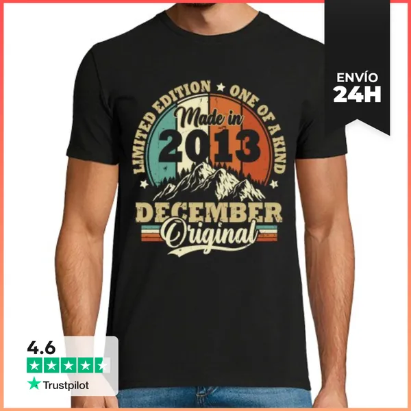 Camiseta Hombre Clásica Cumpleaños Retro Vintage 2013 Diciembre
