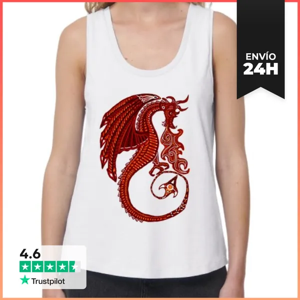 Camiseta Mujer Sin Mangas, Loose Fit Dragon LaTostadora