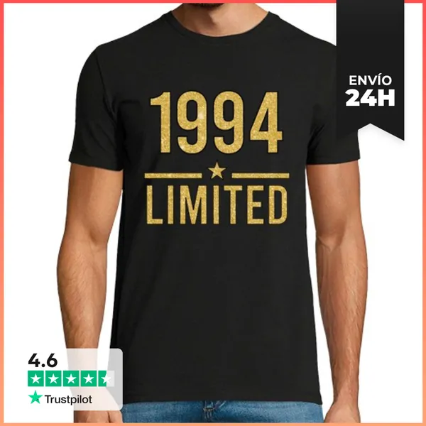 Camiseta Hombre Clásica 1994 Año Brillante Dorado Limitado