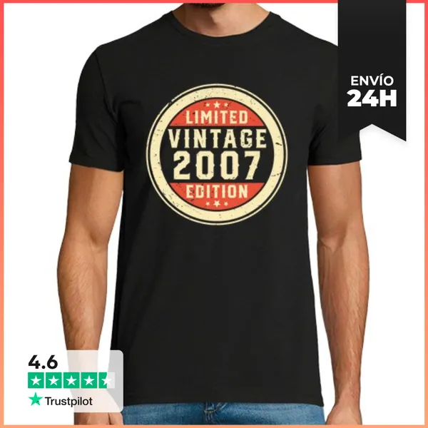 Camiseta Hombre Clásica 18 Años 2007 Vintage Cumpleaños Retro