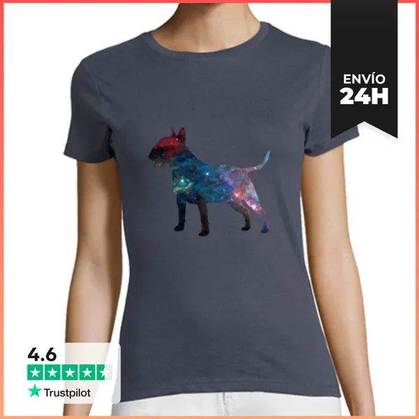 Camiseta Mujer Clásica Bull Terrier Galaxia LaTostadora