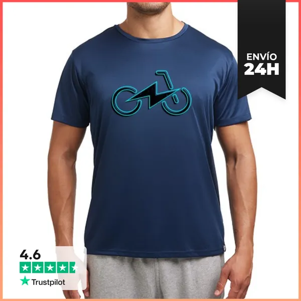 Camiseta Deportiva Hombre E-bike Azul Eléctrico E-biker Bicicleta