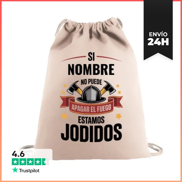 Mochila Saco Con Cuerdas Bombero Nombre Personalizable