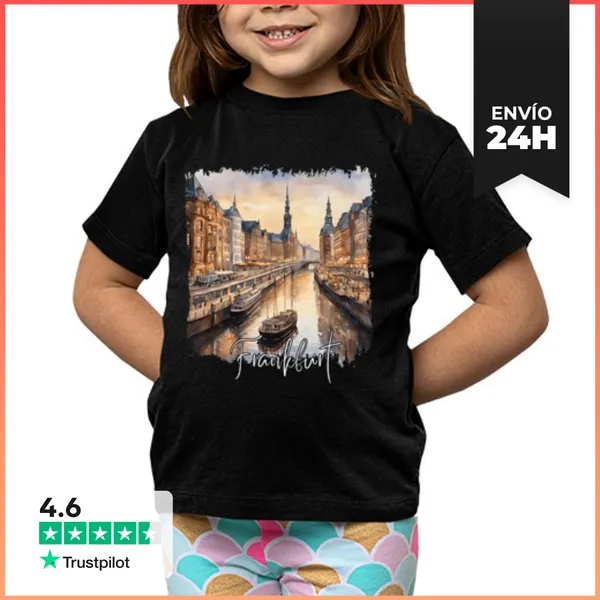 Camiseta Clásica Para Niños Acuarela De Frankfurt, Frankfurt