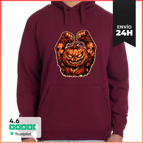 Sudadera Unisex Con Capucha Calabaza Halloween Luchador Vintage