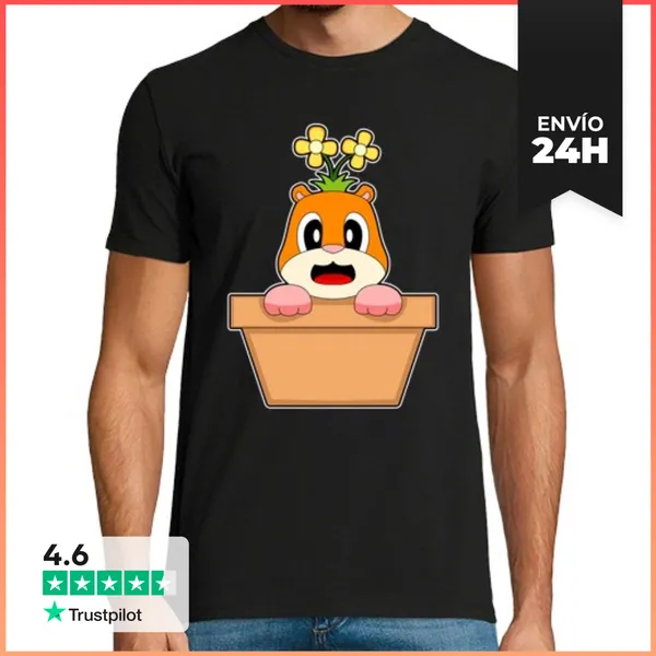 Camiseta Hombre Clásica Flor De Hámster LaTostadora