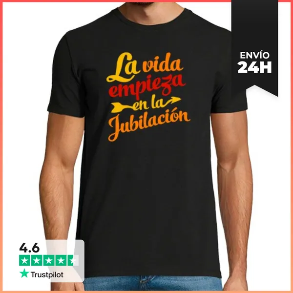 Camiseta Hombre Clásica La Vida Empieza En La Jubilación