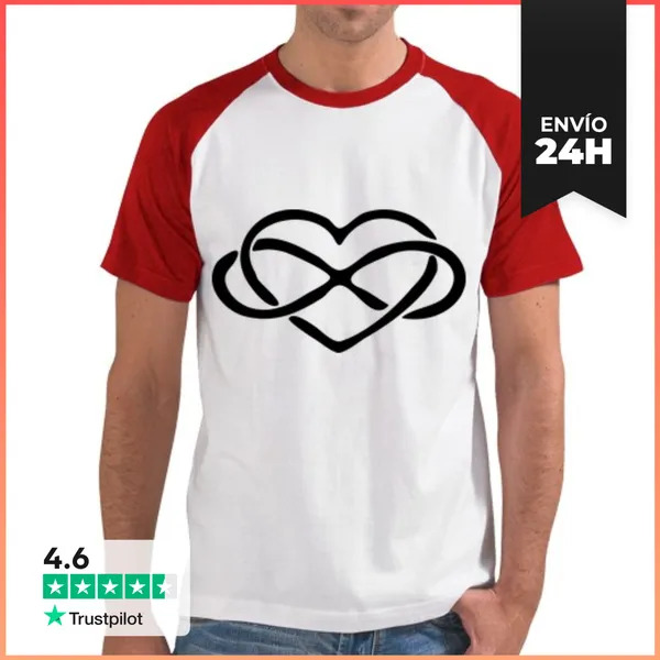 Camiseta Hombre, Estilo Béisbol Corazón Infinito LaTostadora