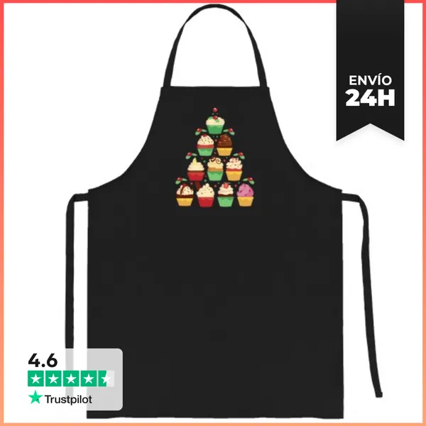 Delantal Varios Cupcakes Árbol Recetas Pastelero Pastelería