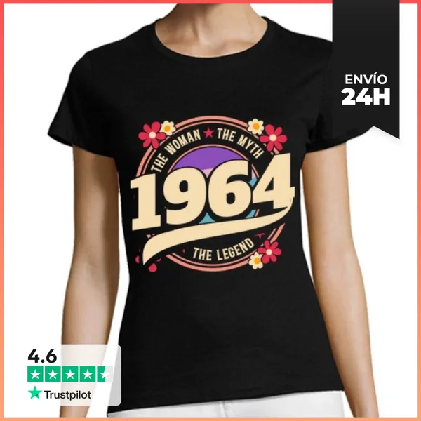 Camiseta Mujer Clásica Mujer 1964 Leyenda 60 Años Cumpleaños