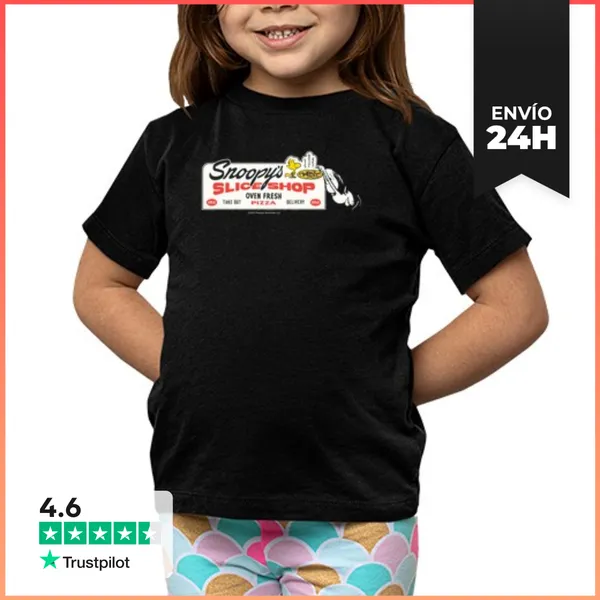 Camiseta Clásica Para Niños Snoopy Slice Shop Vintage LaTostadora
