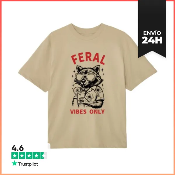 Camiseta Oversize Vibras Salvajes Solamente - Gafas De Sol De