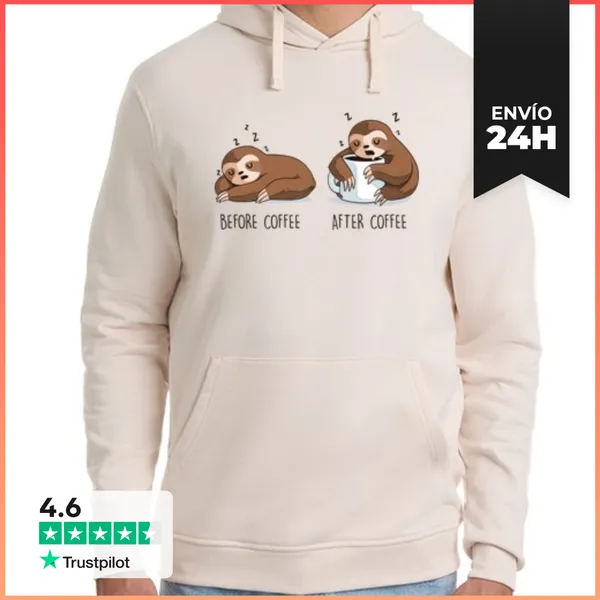 Sudadera Unisex Con Capucha Before And After Coffee LaTostadora