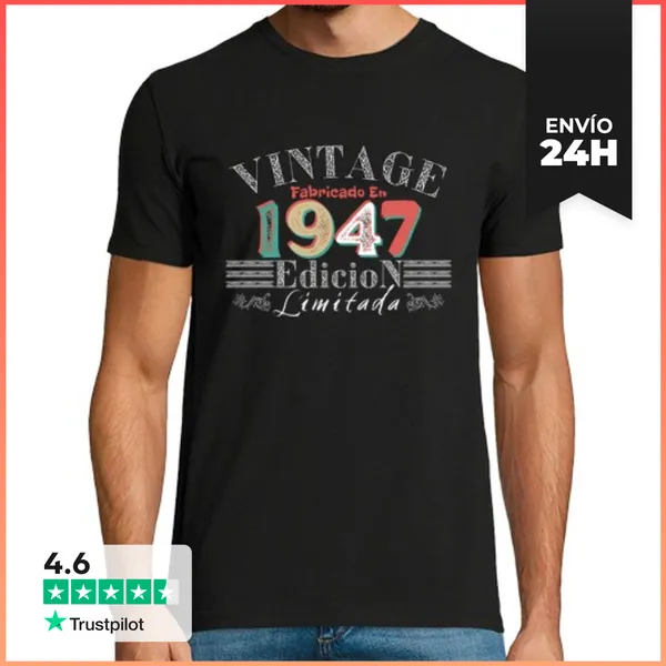 Camiseta Hombre Clásica Vintage Fabricado En 1947 Regalo