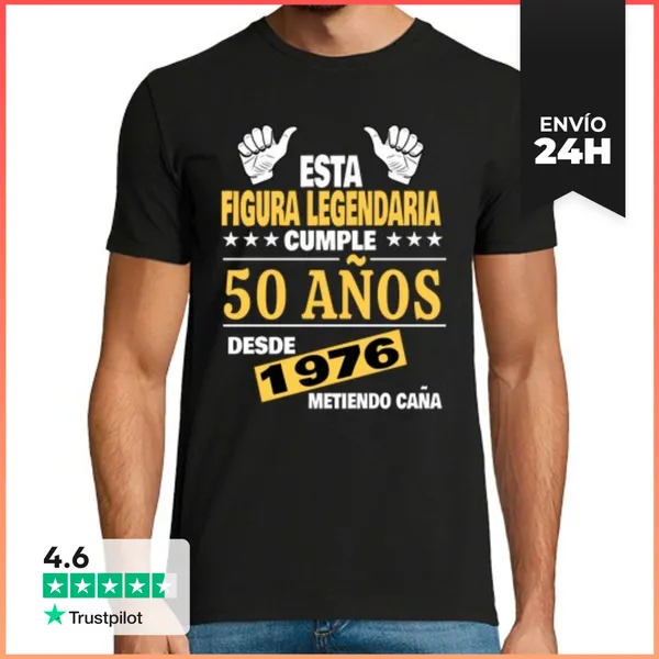 Camiseta Hombre Clásica Regalo Divertido 50 Años 1976 LaTostadora