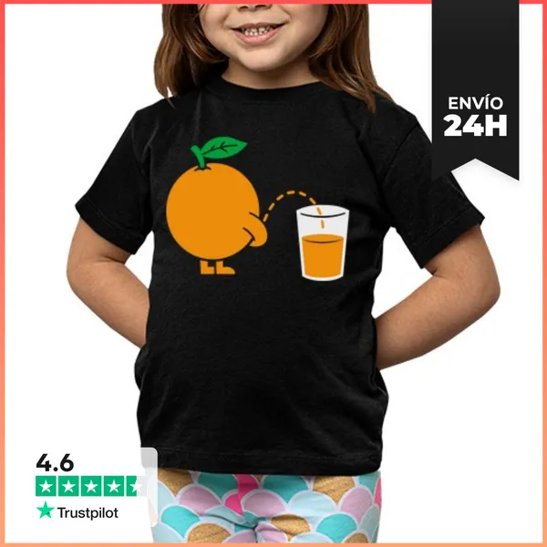Camiseta Clásica Para Niños NARANJA MEANDO ZUMO EN UN VASO