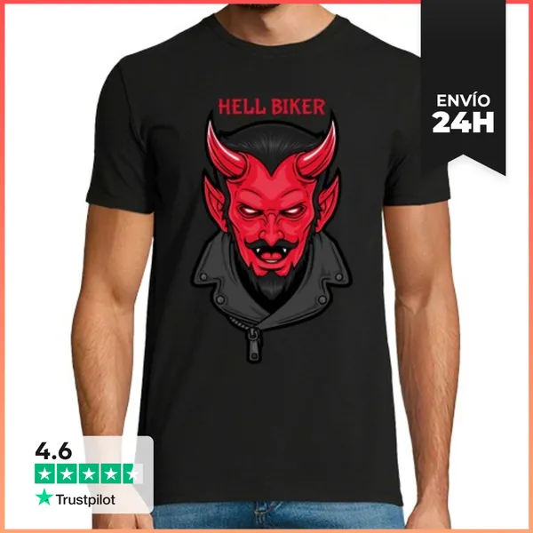 Camiseta Hombre Clásica Hell Biker LaTostadora
