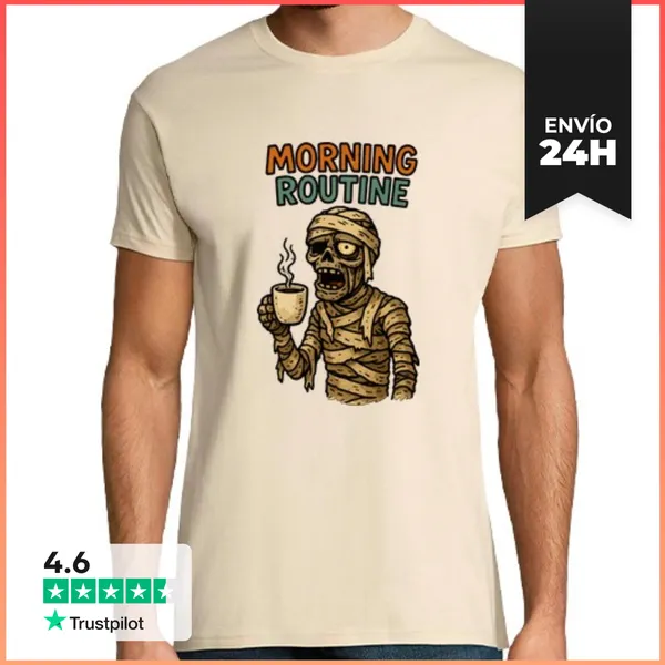 Camiseta Hombre Clásica Rutina Matutina De Café Mamá LaTostadora