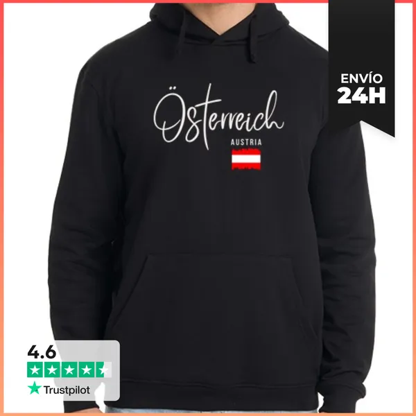 Sudadera Unisex Con Capucha Orgullo Austriaco, Diseño Minimalista