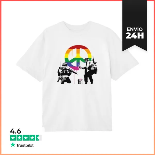 Camiseta Oversize Banksy Soldados De La Paz LGTB LaTostadora