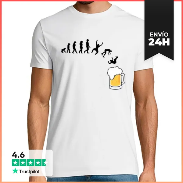 Camiseta Hombre Clásica Evolución De La Cerveza LaTostadora