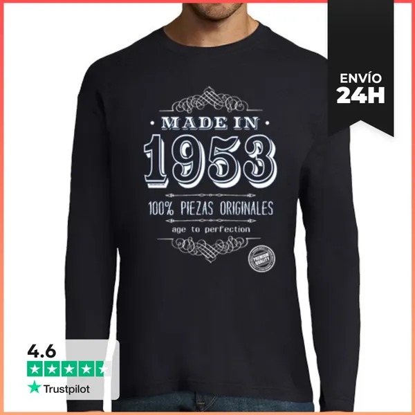Camiseta Hombre Manga Larga Made In 1953 LaTostadora